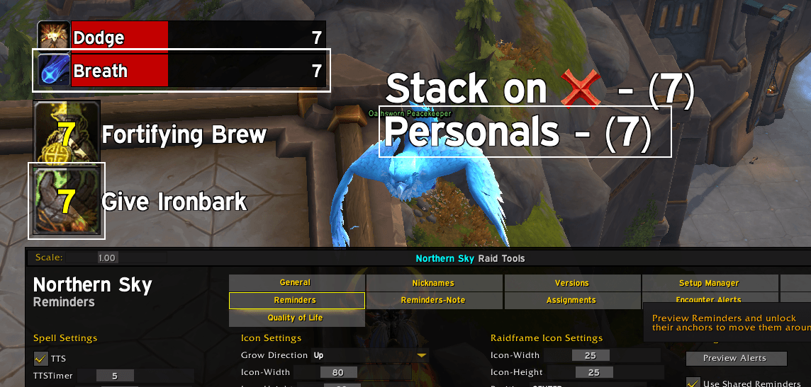 NSRT settings showing where the raidleader shares and where you can share your own reminders