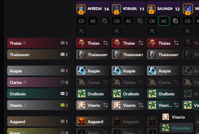 Claimed Characters on Setup