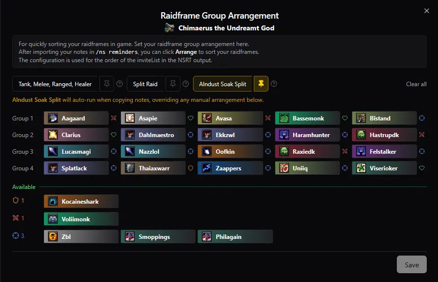 Group Arrangement Dialog