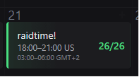 Event card showing server time and local time conversion