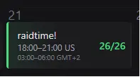 Event card showing server time and local time conversion