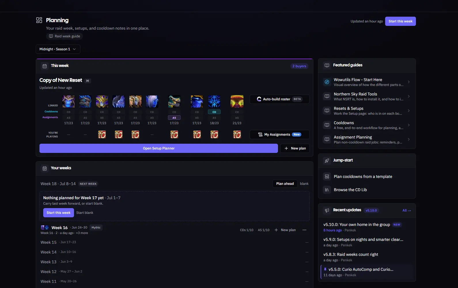 The Planning hub after the refresh