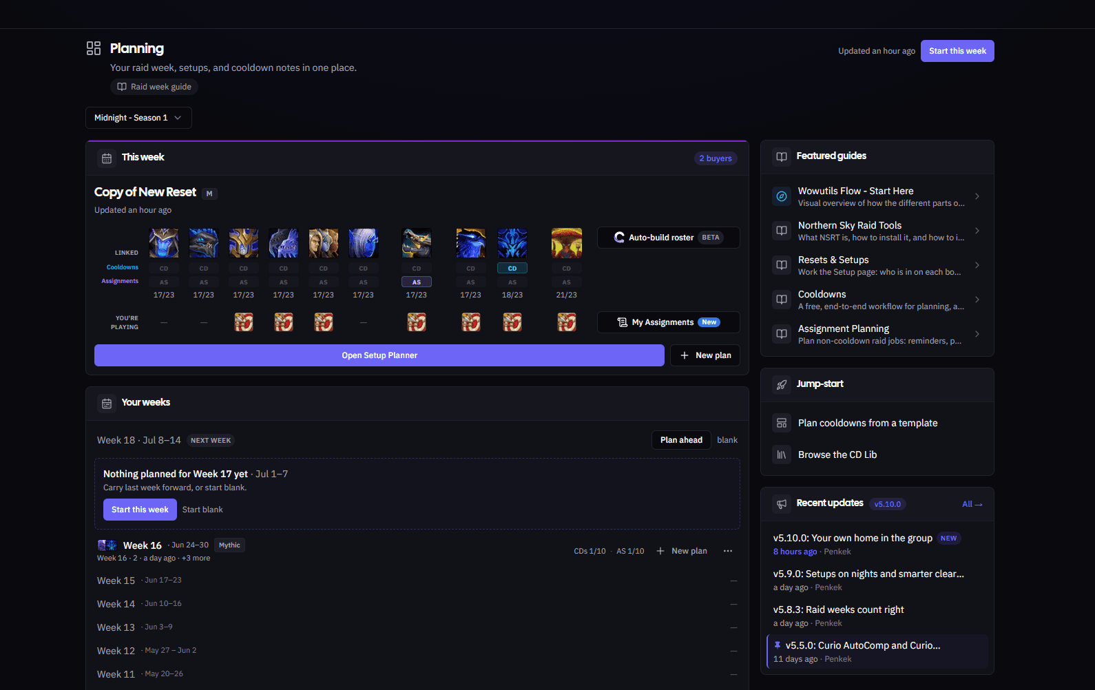 The Planning hub after the refresh