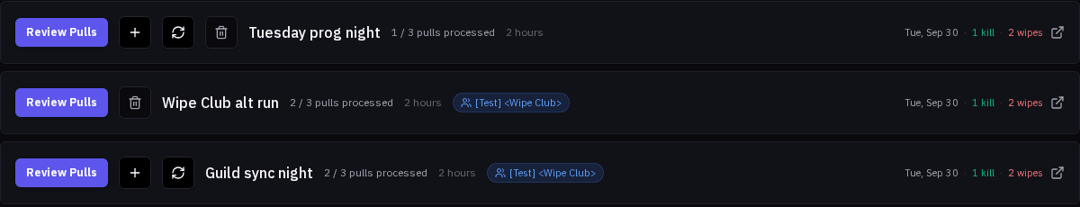 Imported reports in the review list, each with a remove button
