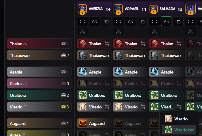 Claimed Characters on Setup