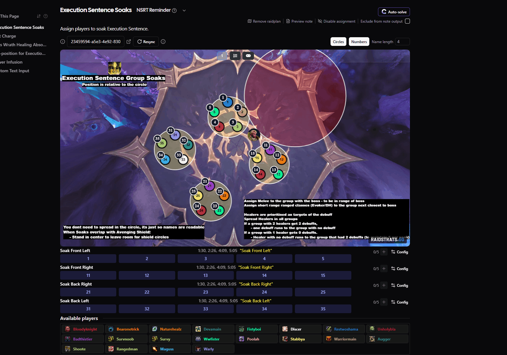 Curio filling a positional soak assignment, sorting melee, ranged, and healers into the right groups